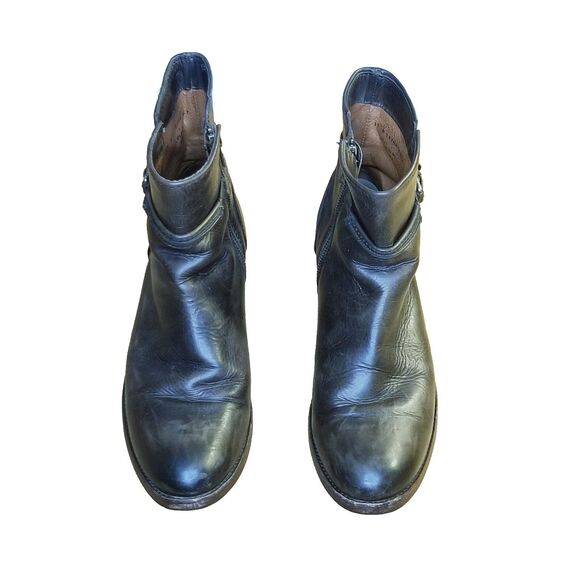 Frye Melissa Seam Short Boots Women Size 11 Dark Brown Leather Strap Buckle Zip - Picture 3 of 6